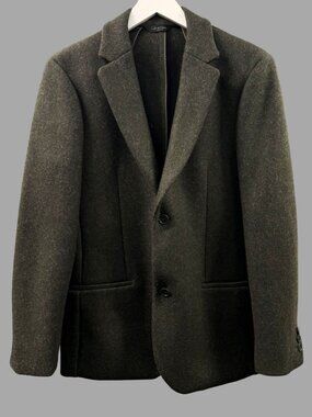 CALVIN KLEIN COLLECTION Dark Green Heavy Wool Blazer Jacket Sz IT 48 US 38